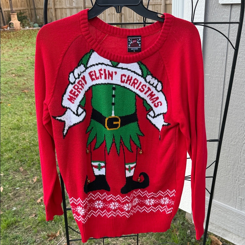 Well Worn Red Festive Elf Sweater
